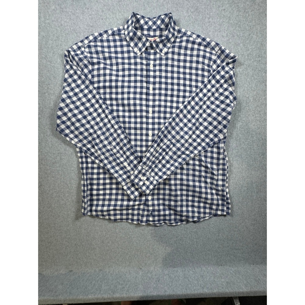 Johnnie-O Hangin Out Mens Large Gingham Button Down‎ Shirt Blue White JMWL3140